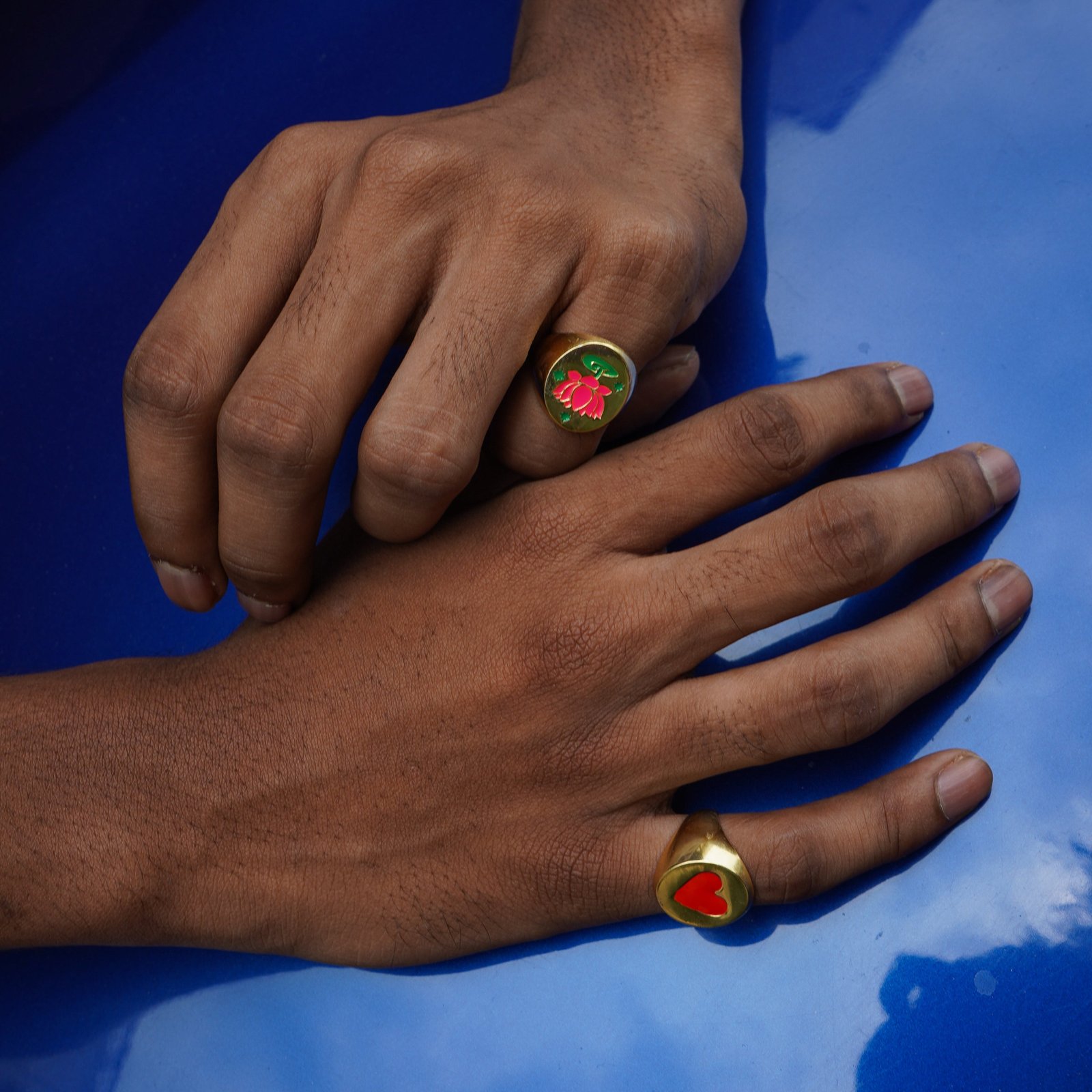 Heart Enamel Signet Ring